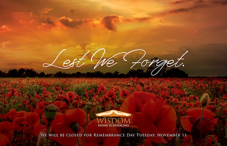 We will be closed for Rememberance Day 