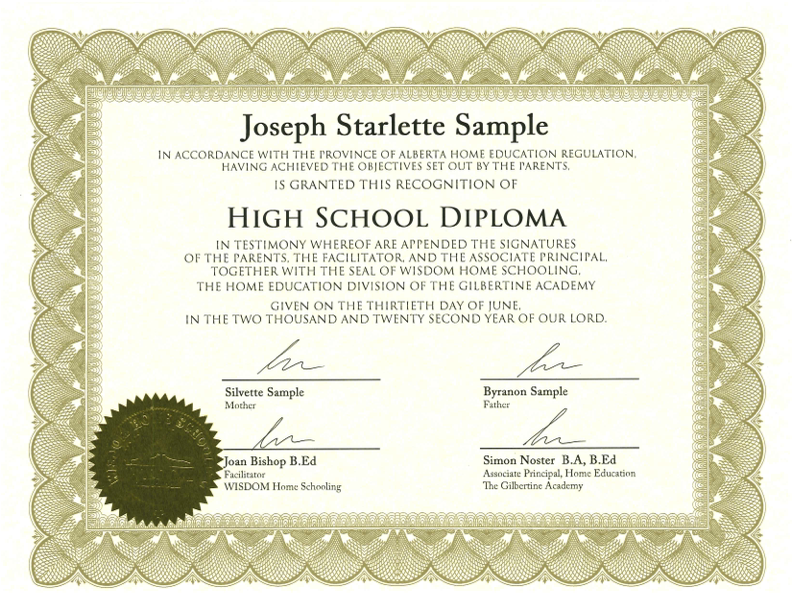 Sample diploma